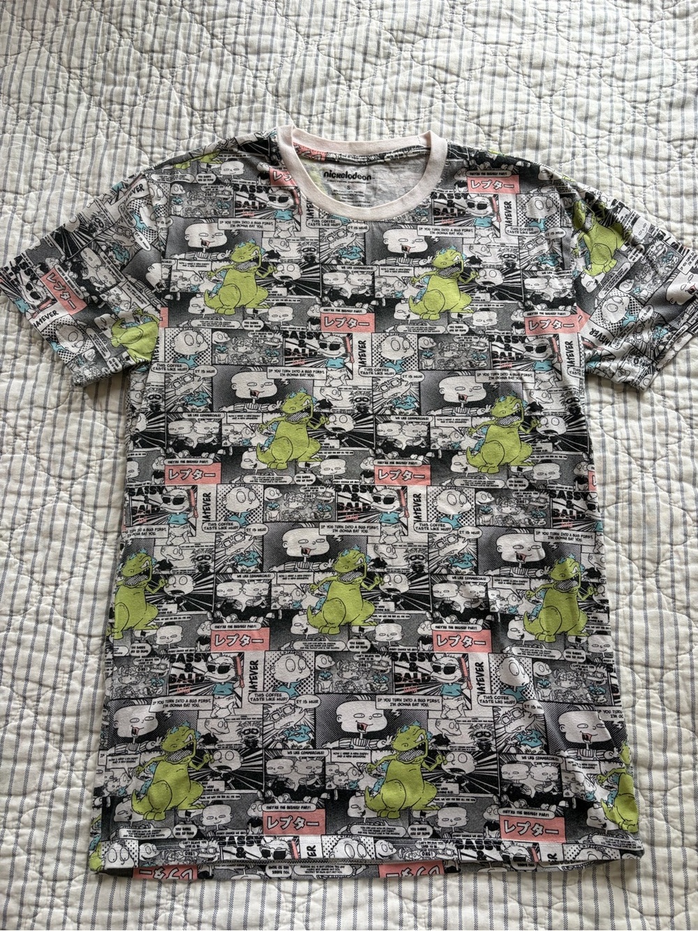 Nickelodeon White Graphic Comic-Panel Tee with Green Accents - Picture 1 of 4